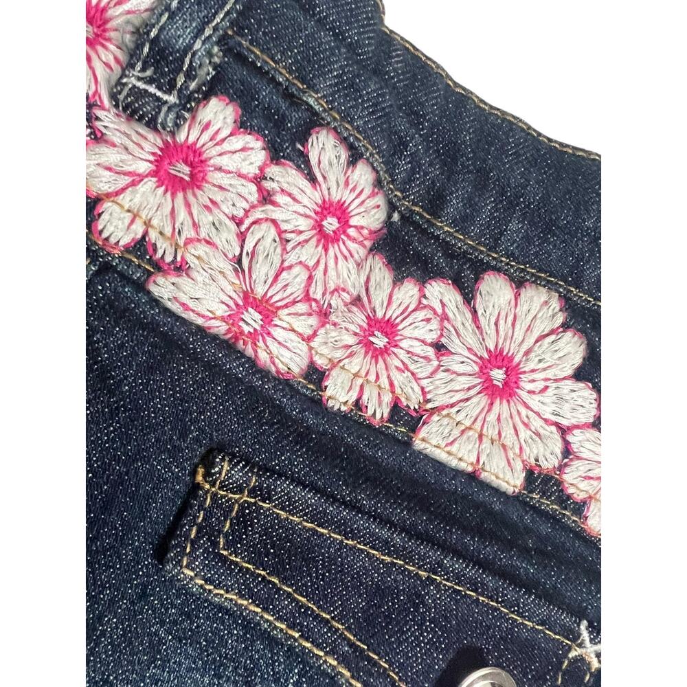 Lipstik Girls Denim Skirt Girls 4 Blue Embroidered Floral Mini New With Tags NWT - Picture 2 of 9